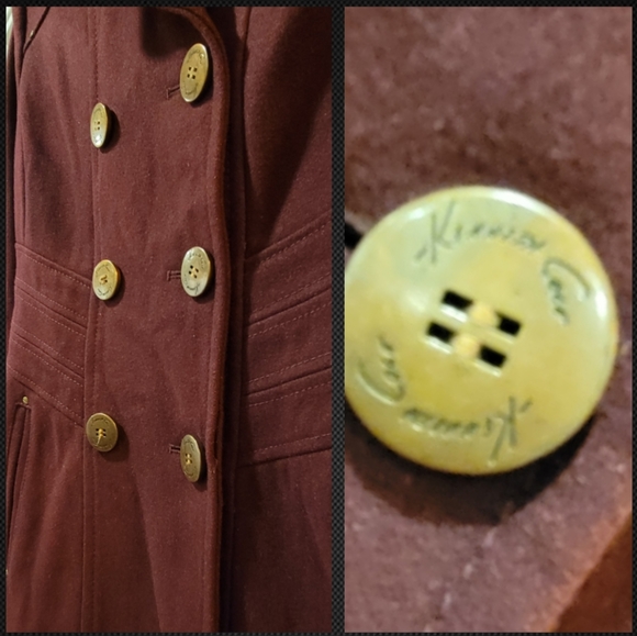 wool blend plum double-breasted pea coat 4P - Picture 4 of 9